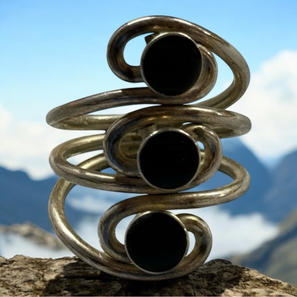 🟠Sterling Silver 3 Black Dots Fun Ring